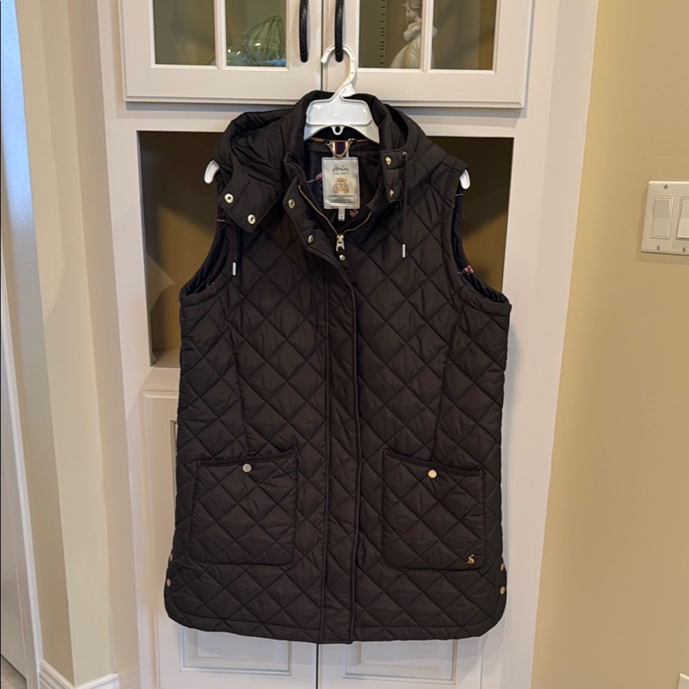 Joules Brand Quilted Dark Khaki  Green Vest